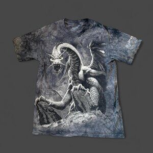 Vintage 2001 size S Mountain black and grey dragon tee #goth #grunge
